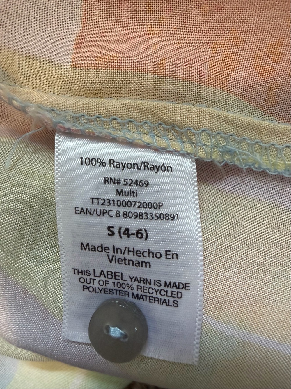 Time & Tru - Women’s - Multi-Color Sleeveless Button-Front Dress - Cover Up - Picture 3 of 3
